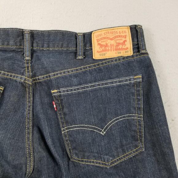 Levis 559 Jeans Mens 38x30 Dark Wash Blue Relaxed Straight Leg Denim 5 Pocket - Picture 7 of 12